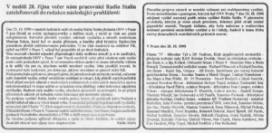 Dobová zpráva o zabavení vysílačky Radia Stalin v deníku Mladá fronta. Dobová zpráva o zabavení vysílačky Radia Stalin v deníku Mladá fronta.