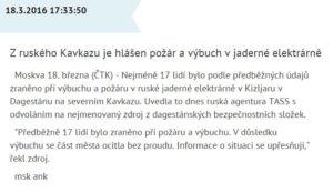 Kachna ČTK o jaderné elektrárně Kachna ČTK o jaderné elektrárně
